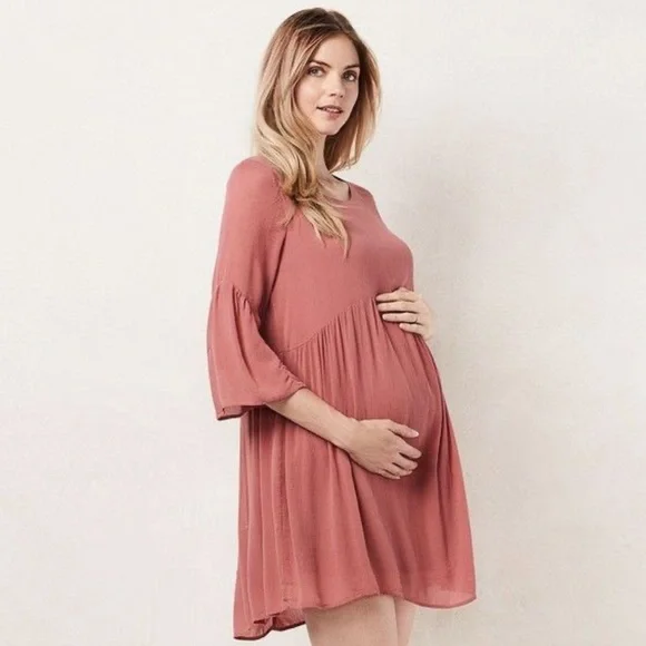 Lauren Conrad Maternity Shirred Shift Dress - Picture 1 of 4